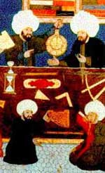 image of astronomers using an astrolabe