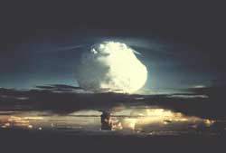 mushroom cloud formed from an atomic bomb.