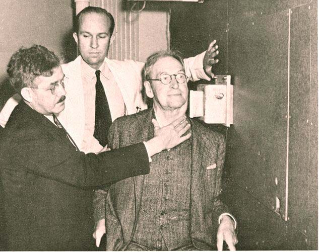 patient being treated with neutrons from a 60-inch cyclotron
